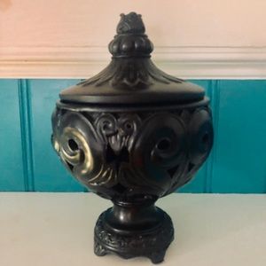 Urn black decor accent storage home living room